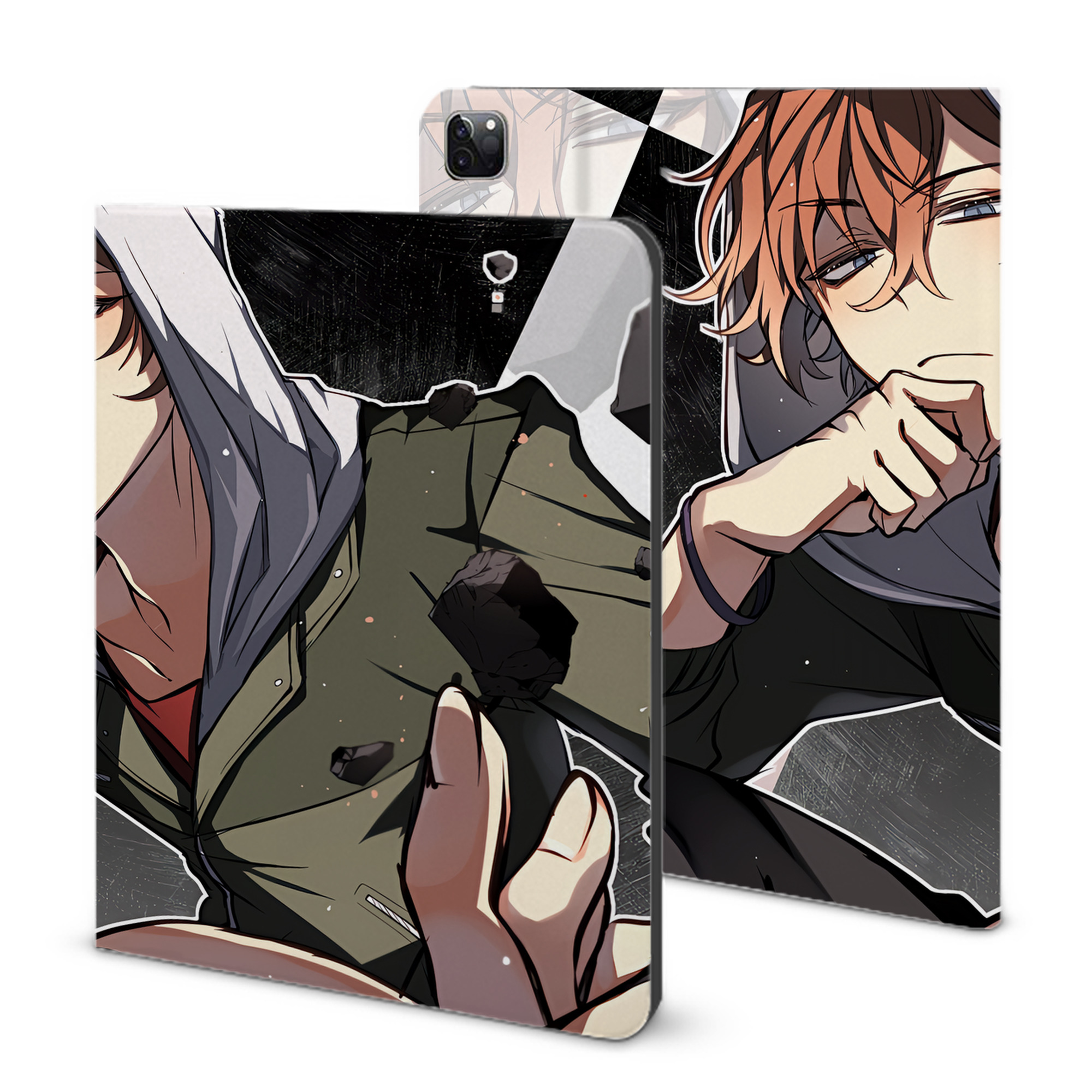 （画像用） 文豪ストレイドッグス Bungo Stray Dogs IPad ケース ブック型 PUレザー TPU 耐衝撃 軽量 薄型 ペン収納なし 全面保護 IPad 各モデル対応